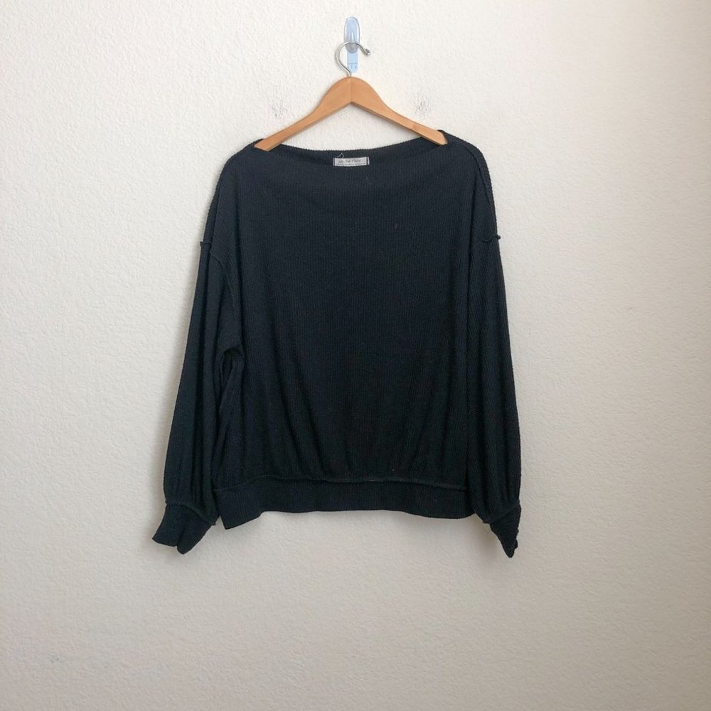 We The Free Main Squeeze Hacci off the shoulder Top Black sz XS - Picture 2 of 5